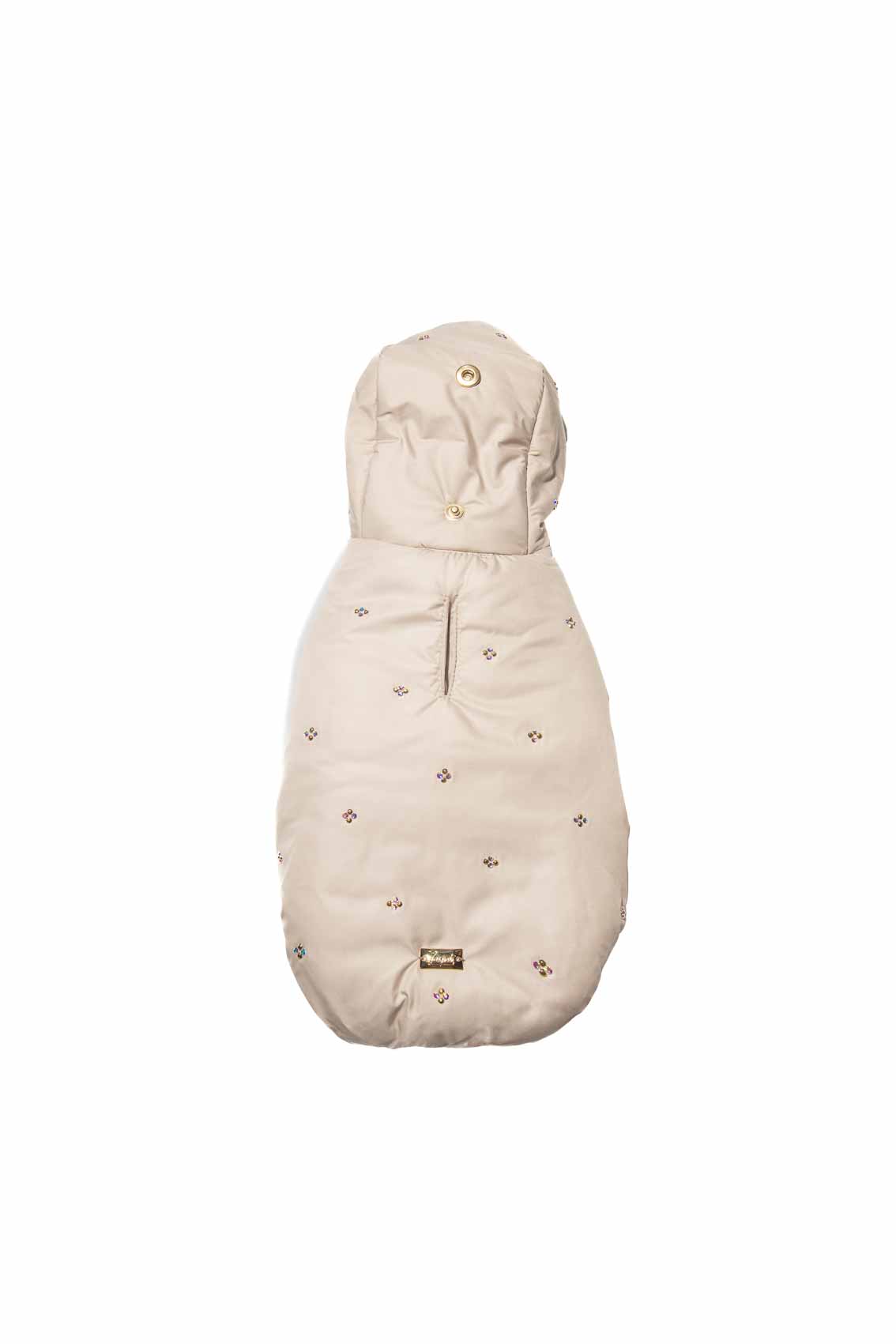 DOWN JACKET WITH RHINESTONE FLOWERS