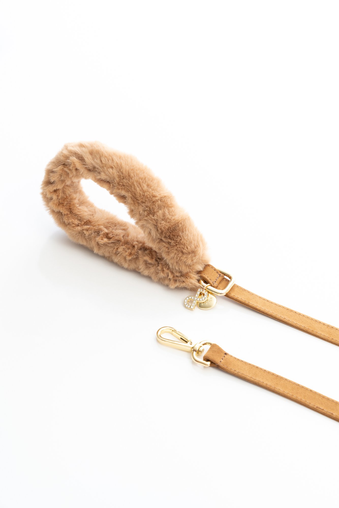 SUEDE LEASH WITH FUR HANDLE