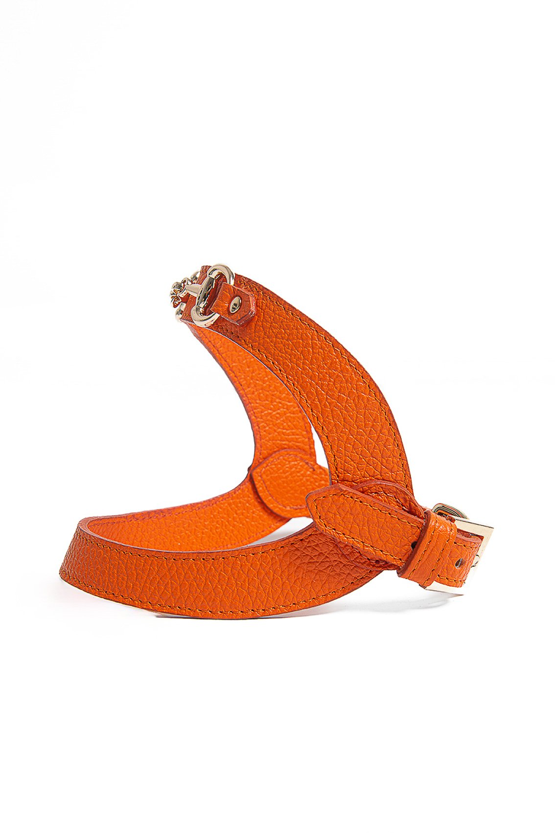 PETTORINA IN PELLE CON MORSETTO ORO