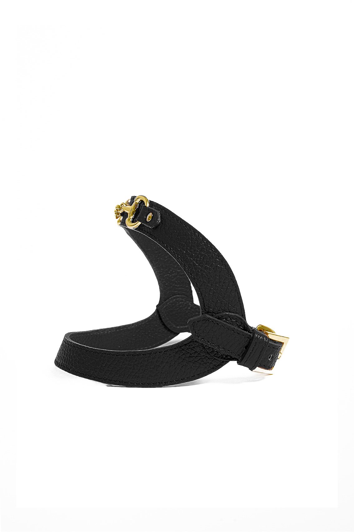 LEATHER HARNESS WITH GOLD CLAMP
