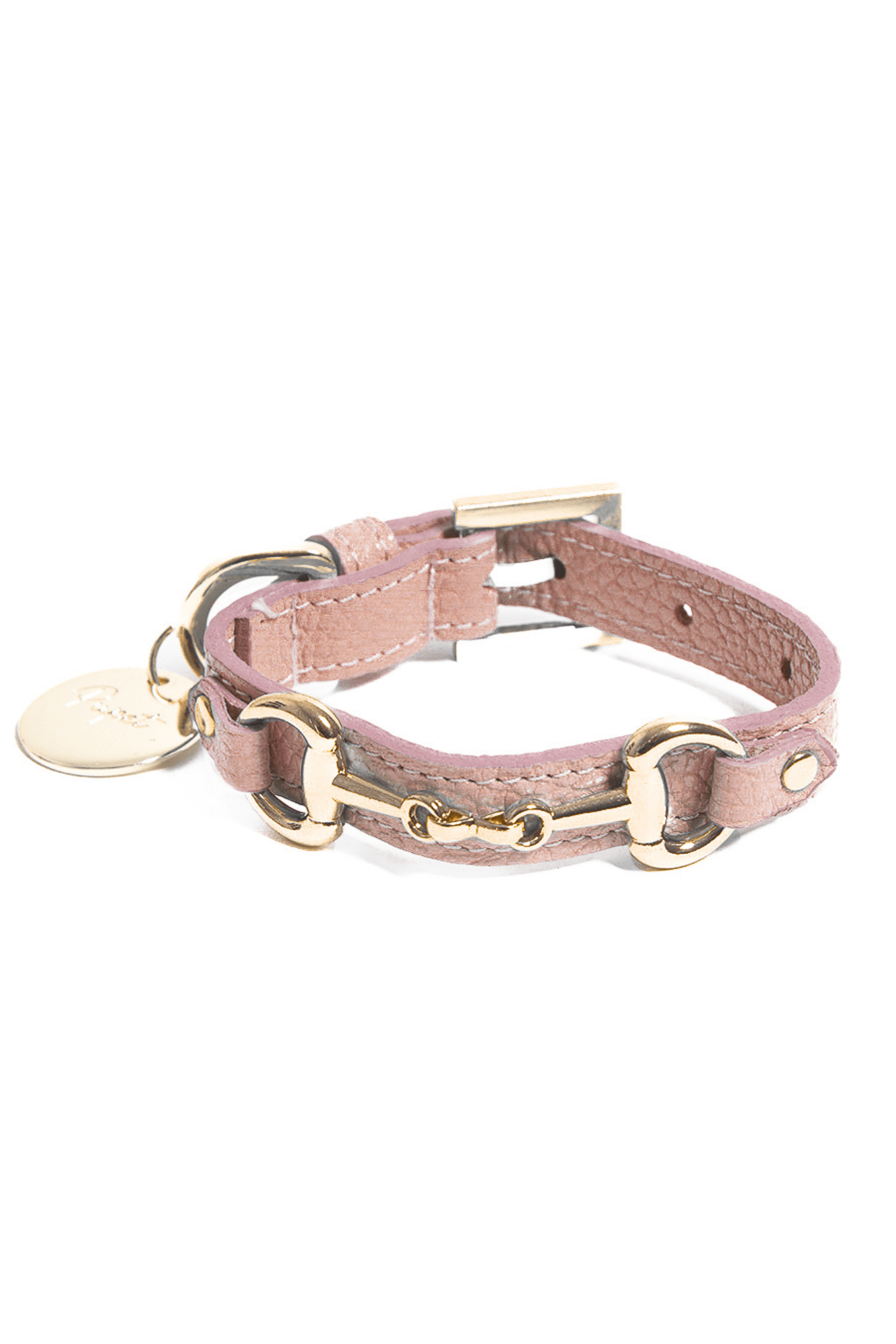 COLLARE IN PELLE CON MORSETTO ORO