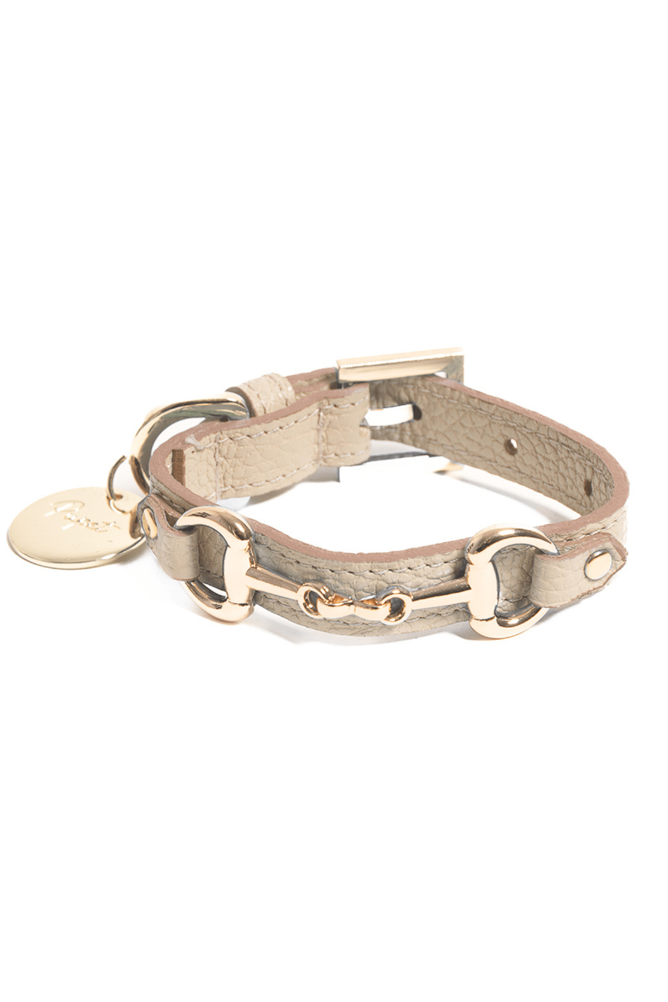 COLLARE IN PELLE CON MORSETTO ORO