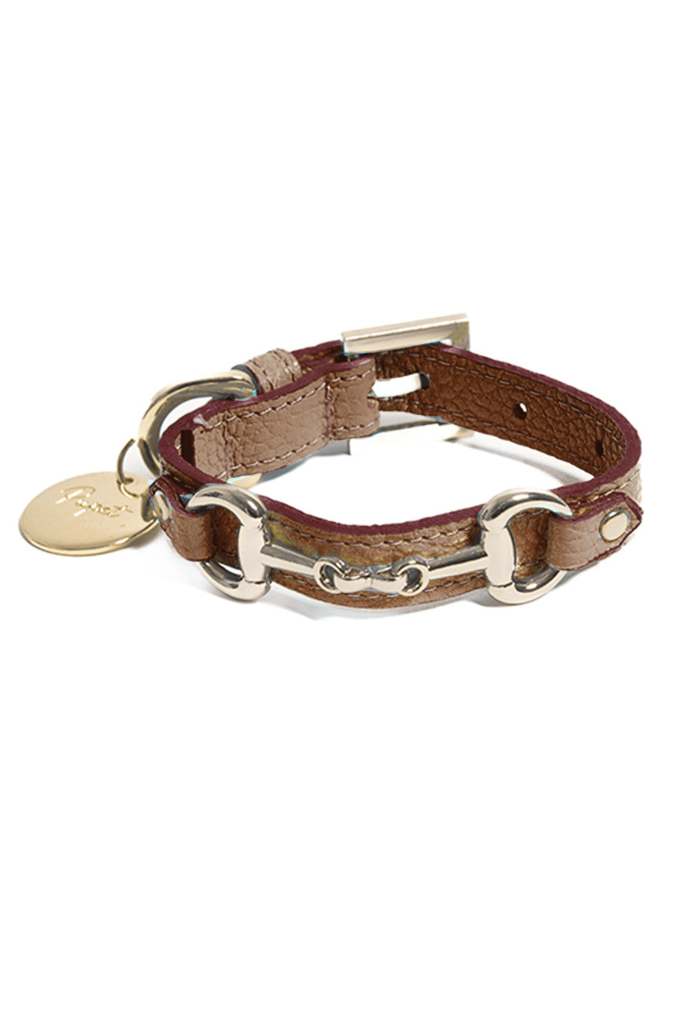 COLLARE IN PELLE CON MORSETTO ORO