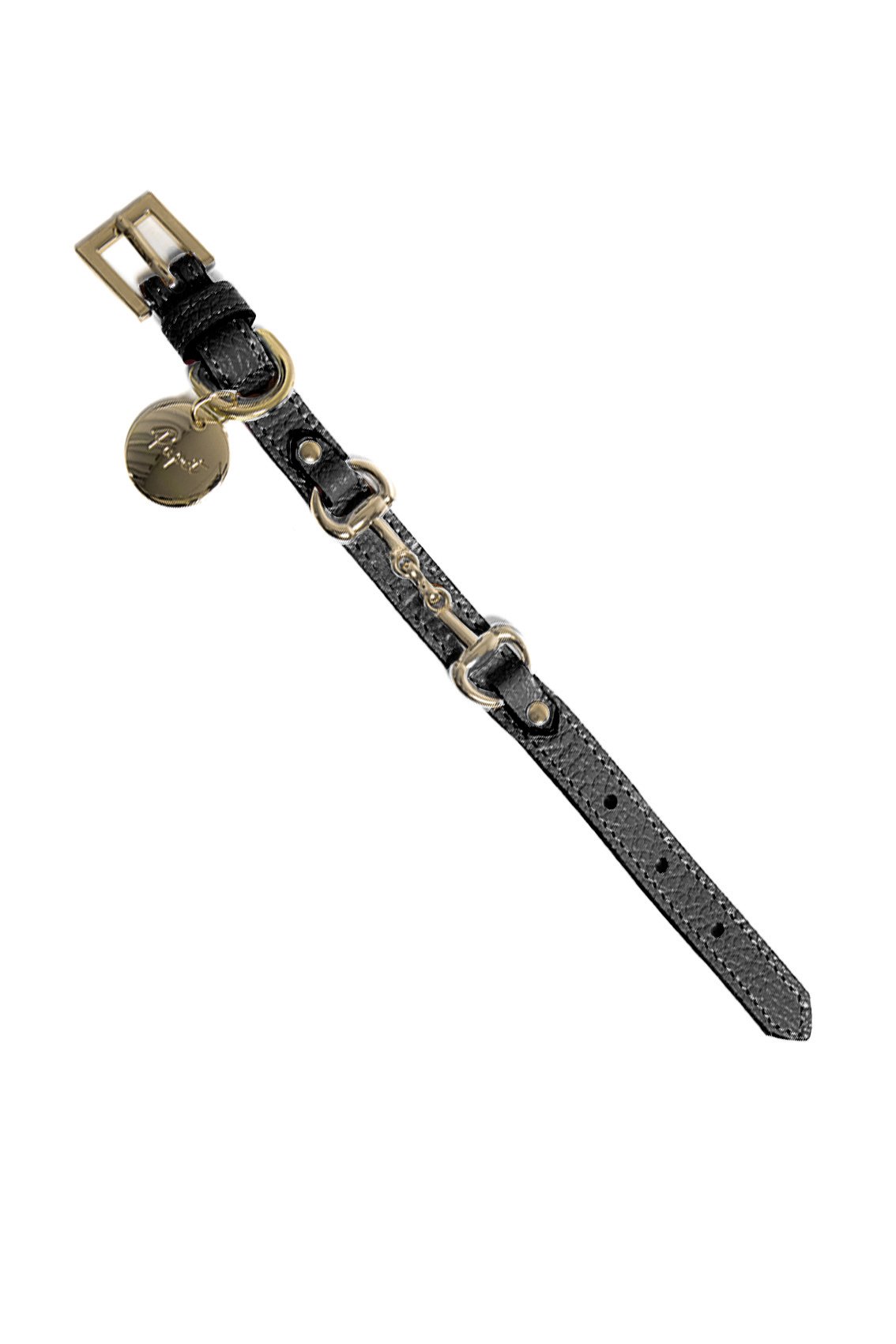 LEATHER COLLAR WITH GOLD CLAMP