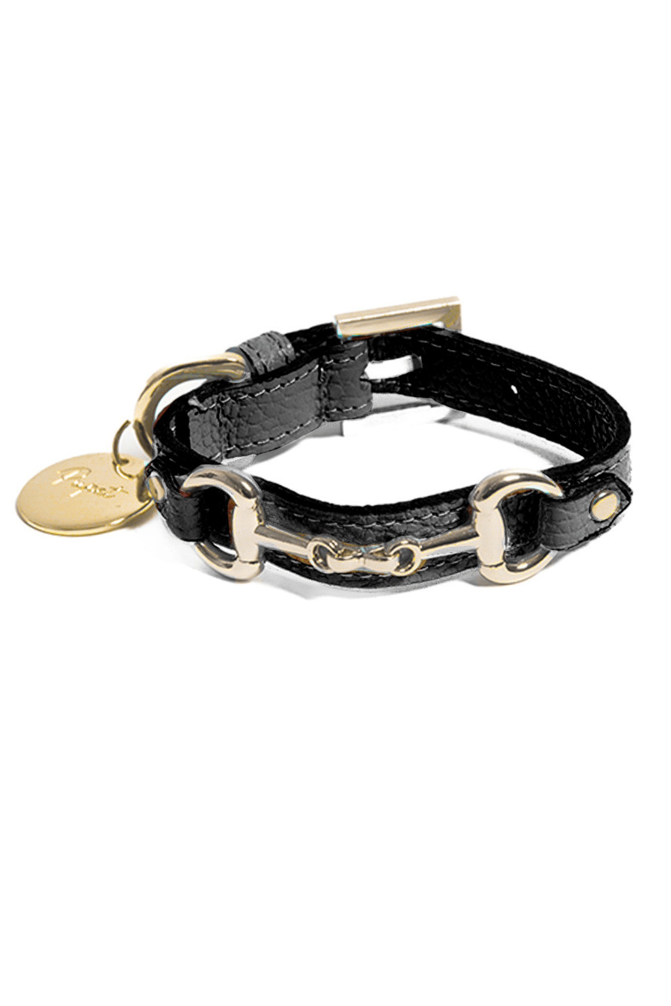 LEATHER COLLAR WITH GOLD CLAMP