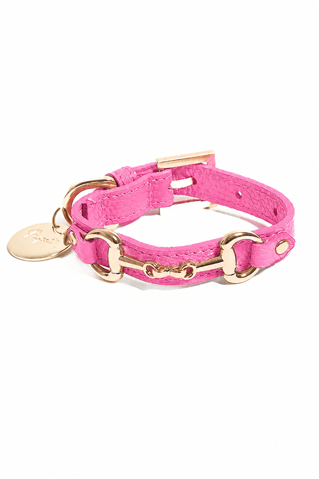 COLLARE IN PELLE CON MORSETTO ORO