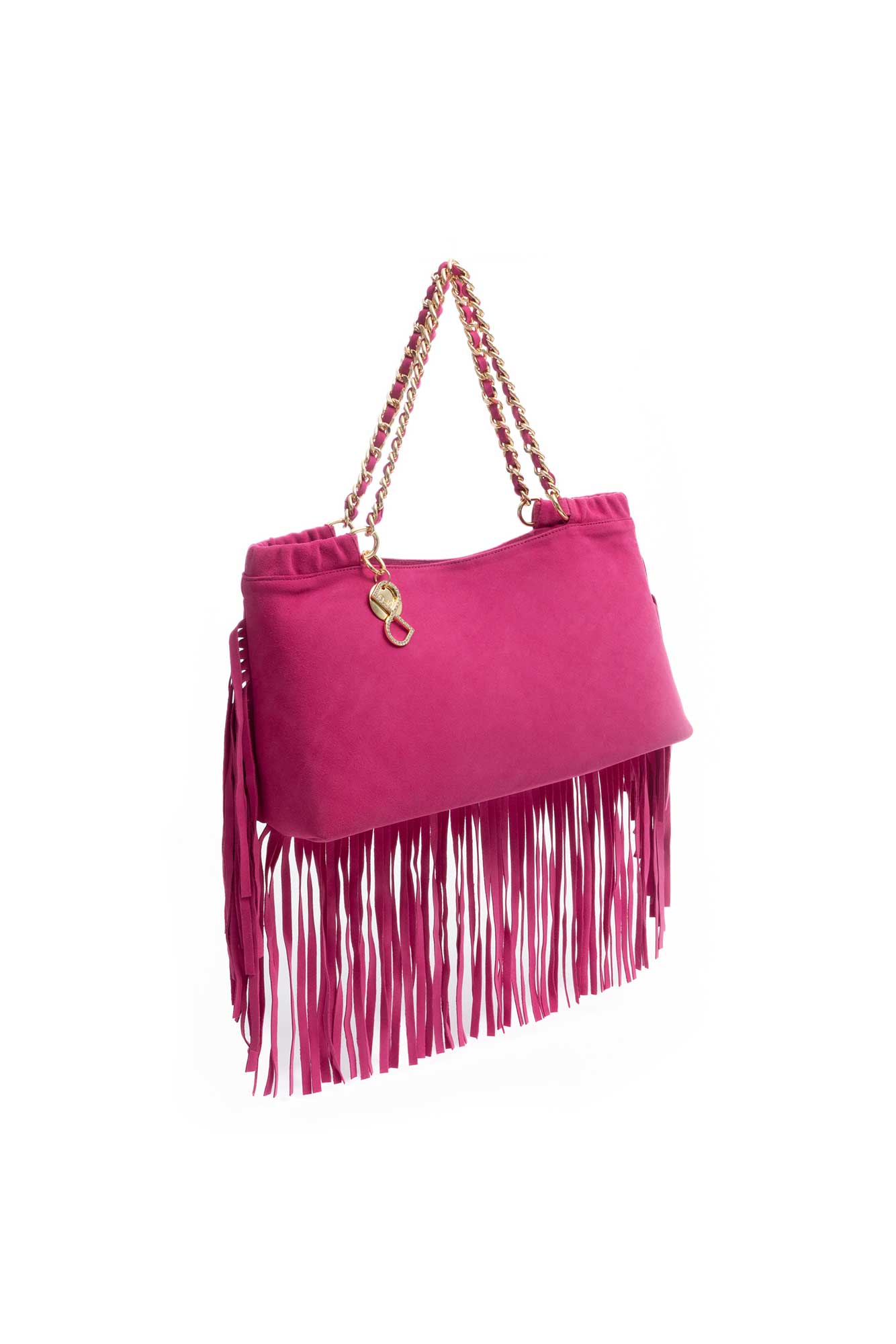 FRINGED SUEDE CALFSKIN BAG