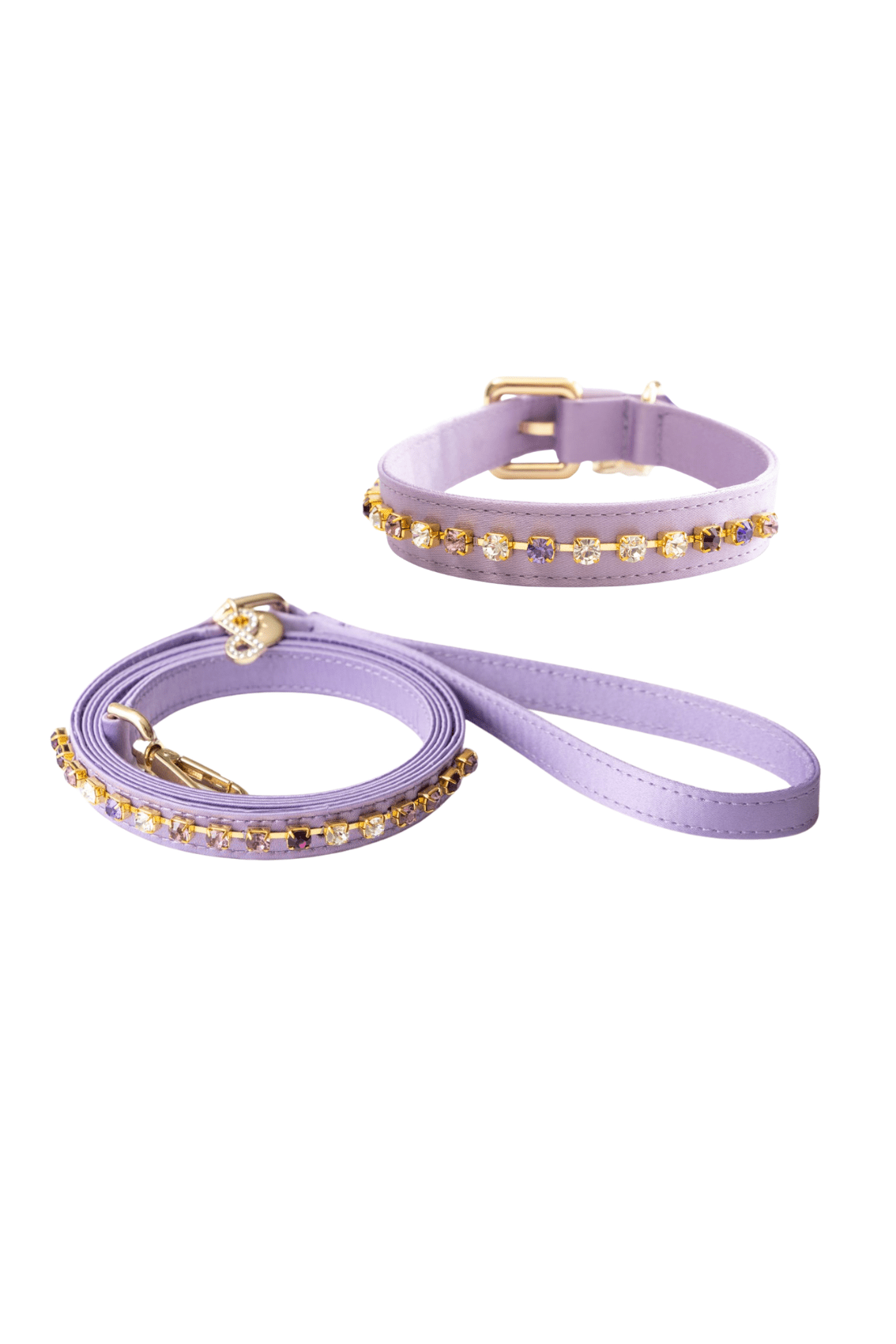 COMBO COLLARE IN RASO CON PIETRE COLORATE + GUINZAGLIO IN RASO CON PIETRE COLORATE