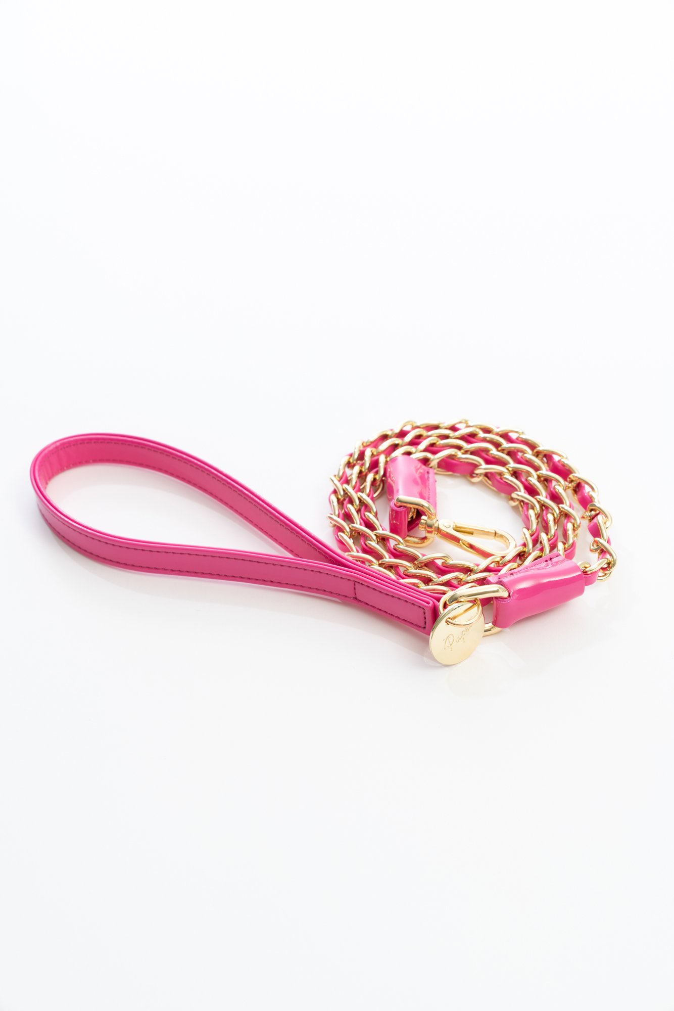 PATENT LEATHER LEASH WITH GOLDEN CHAIN