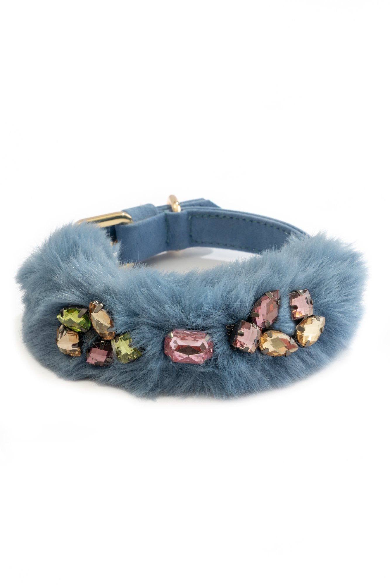 ECOLOGICAL FUR AND CALFSKIN SUEDE COLLAR