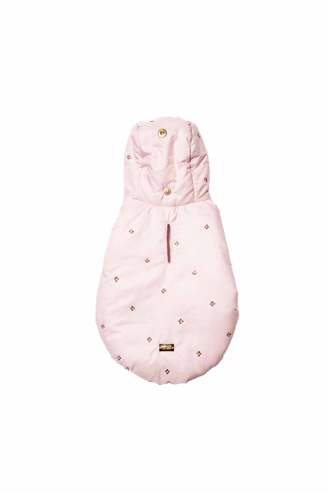 DOWN JACKET WITH RHINESTONE FLOWERS